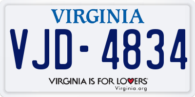 VA license plate VJD4834