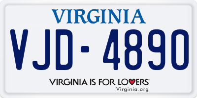 VA license plate VJD4890