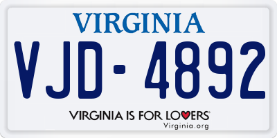 VA license plate VJD4892