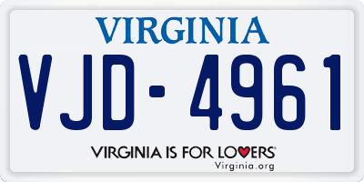VA license plate VJD4961