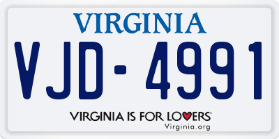 VA license plate VJD4991