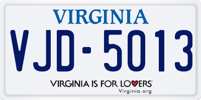 VA license plate VJD5013