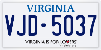 VA license plate VJD5037