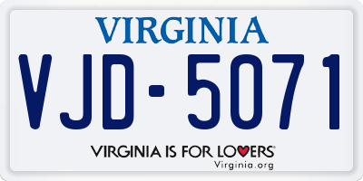 VA license plate VJD5071