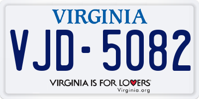 VA license plate VJD5082