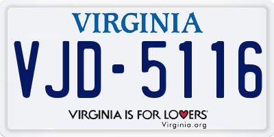 VA license plate VJD5116