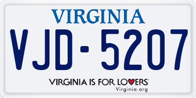 VA license plate VJD5207