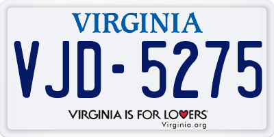 VA license plate VJD5275