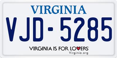 VA license plate VJD5285