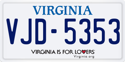 VA license plate VJD5353