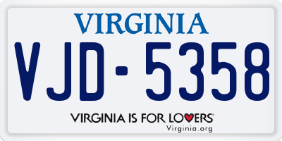 VA license plate VJD5358