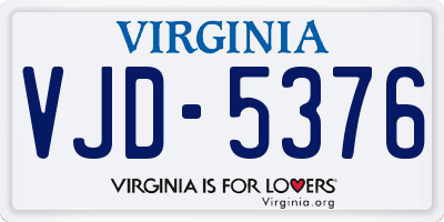 VA license plate VJD5376