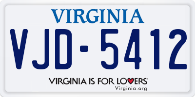 VA license plate VJD5412