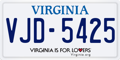 VA license plate VJD5425