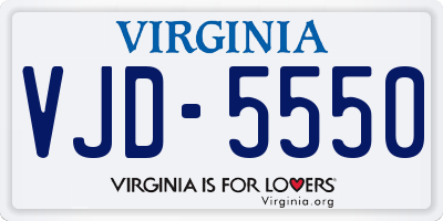VA license plate VJD5550