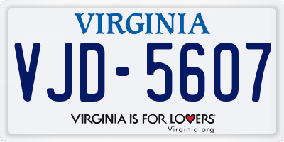 VA license plate VJD5607