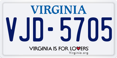 VA license plate VJD5705