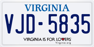 VA license plate VJD5835