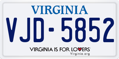 VA license plate VJD5852