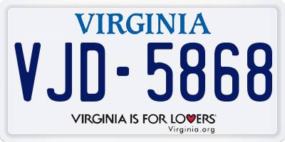 VA license plate VJD5868