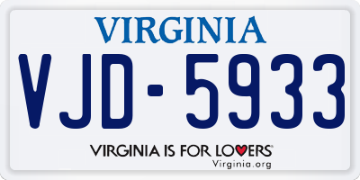 VA license plate VJD5933