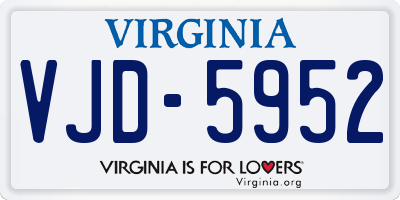 VA license plate VJD5952