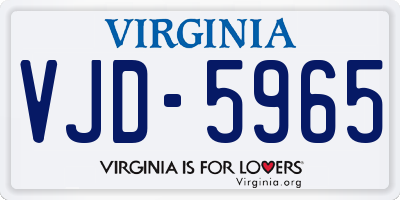 VA license plate VJD5965
