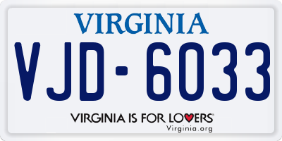 VA license plate VJD6033