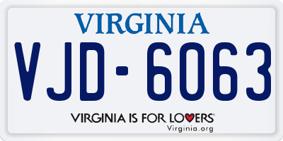 VA license plate VJD6063