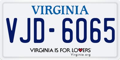 VA license plate VJD6065