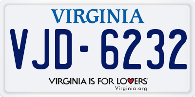 VA license plate VJD6232