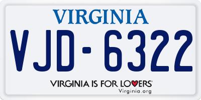 VA license plate VJD6322