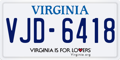 VA license plate VJD6418