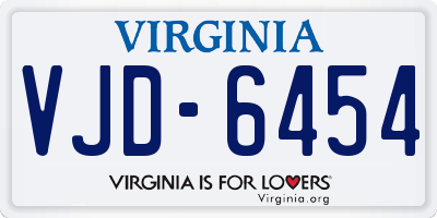 VA license plate VJD6454