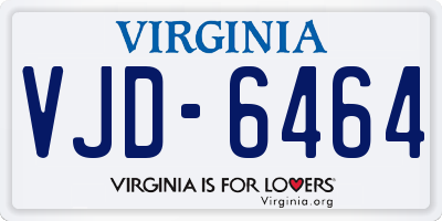 VA license plate VJD6464