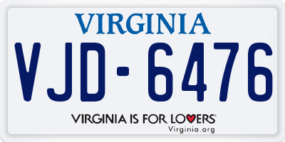 VA license plate VJD6476