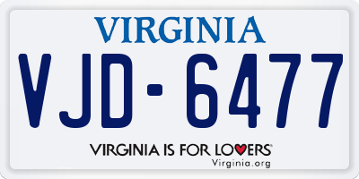 VA license plate VJD6477