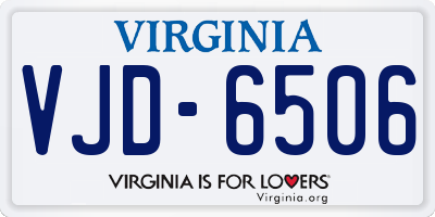 VA license plate VJD6506