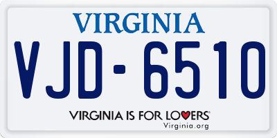 VA license plate VJD6510