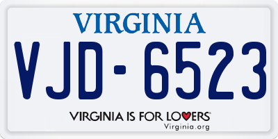 VA license plate VJD6523