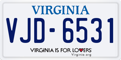 VA license plate VJD6531