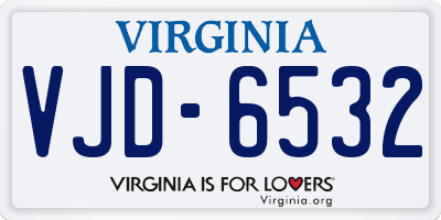VA license plate VJD6532
