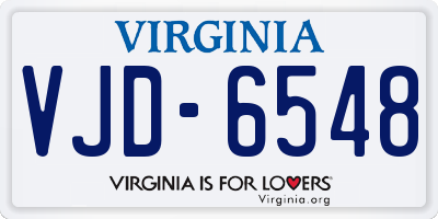 VA license plate VJD6548