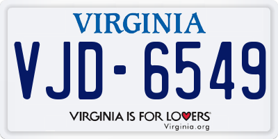 VA license plate VJD6549
