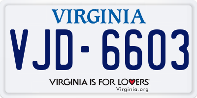 VA license plate VJD6603