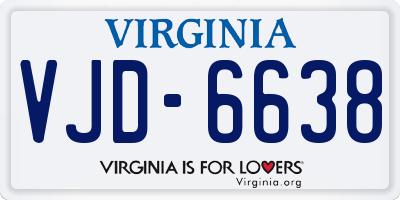 VA license plate VJD6638