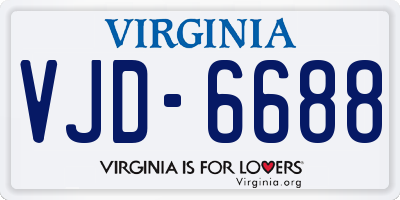 VA license plate VJD6688
