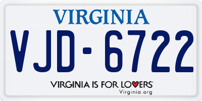 VA license plate VJD6722