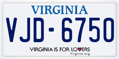 VA license plate VJD6750