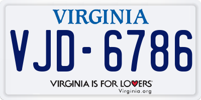 VA license plate VJD6786